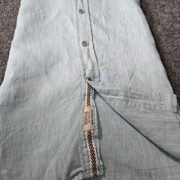 HERITAGE REPORT COLLECTION 100% Linen Shirt Men's XL Light Blue Short Sleeve - Picture 4 of 9